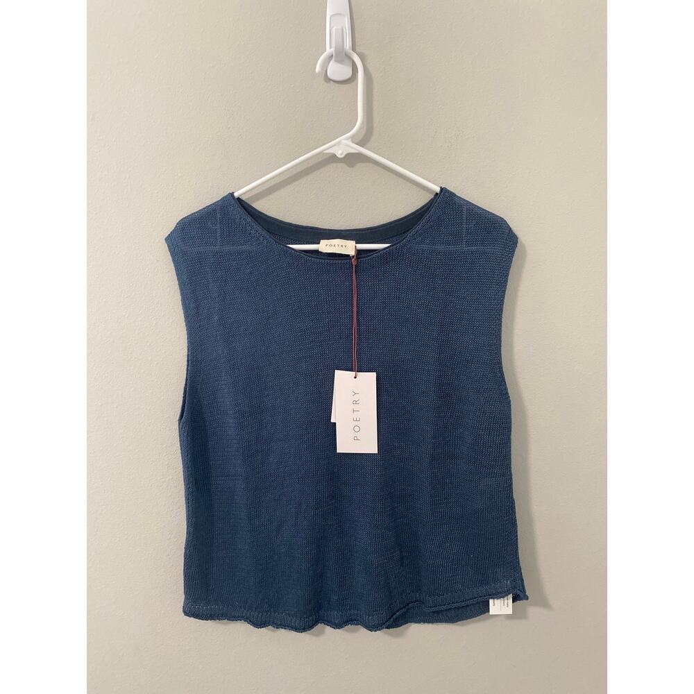 New Poetry 100% Linen Sleeveless Knit Blouse Top Womens US 10 Boho